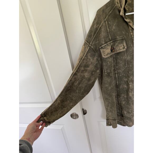 Anthropologie Pilcro Relaxed Button Front Shirt Jacket Moss Medium - Picture 6 of 8